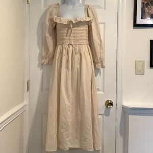 R YIPOSHA 100% Cotton Cream Prairie Cottagecore Coquette Ruffled Farm Dress XL